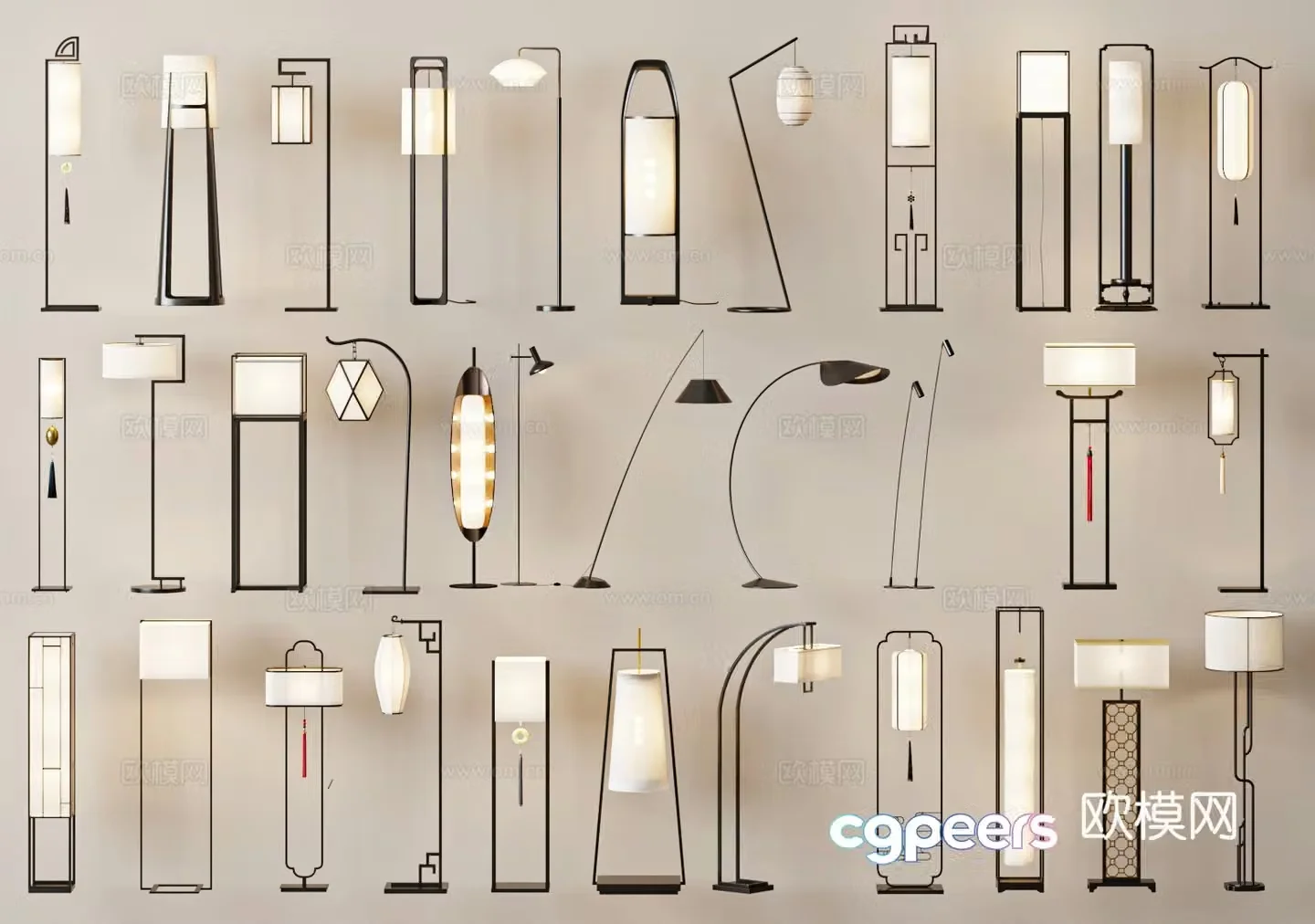 Chinese floor lamp art lamp 3d model