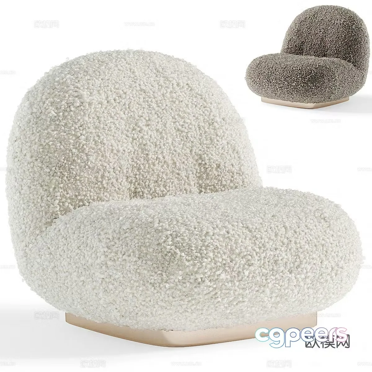 Modern cream style fabric sofa chair 3d model