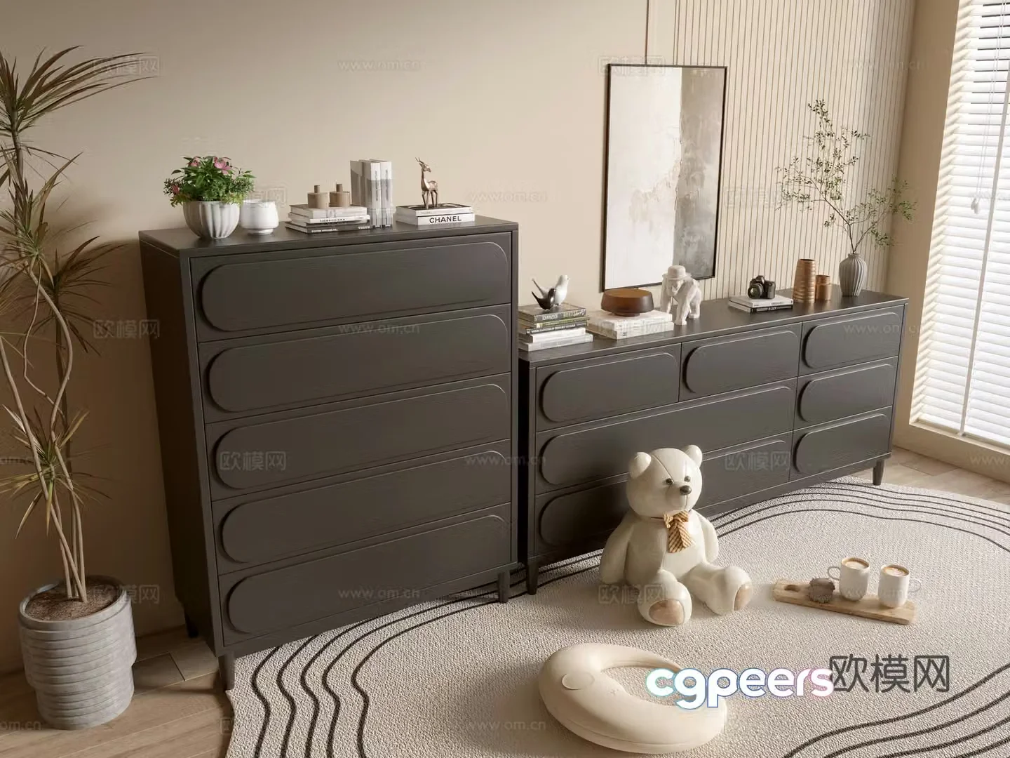 Modern black cabinet side cabinet chest of cabinets low cabinet whole cabinet side cabinet balcony cabinet storage cabinet 3d model