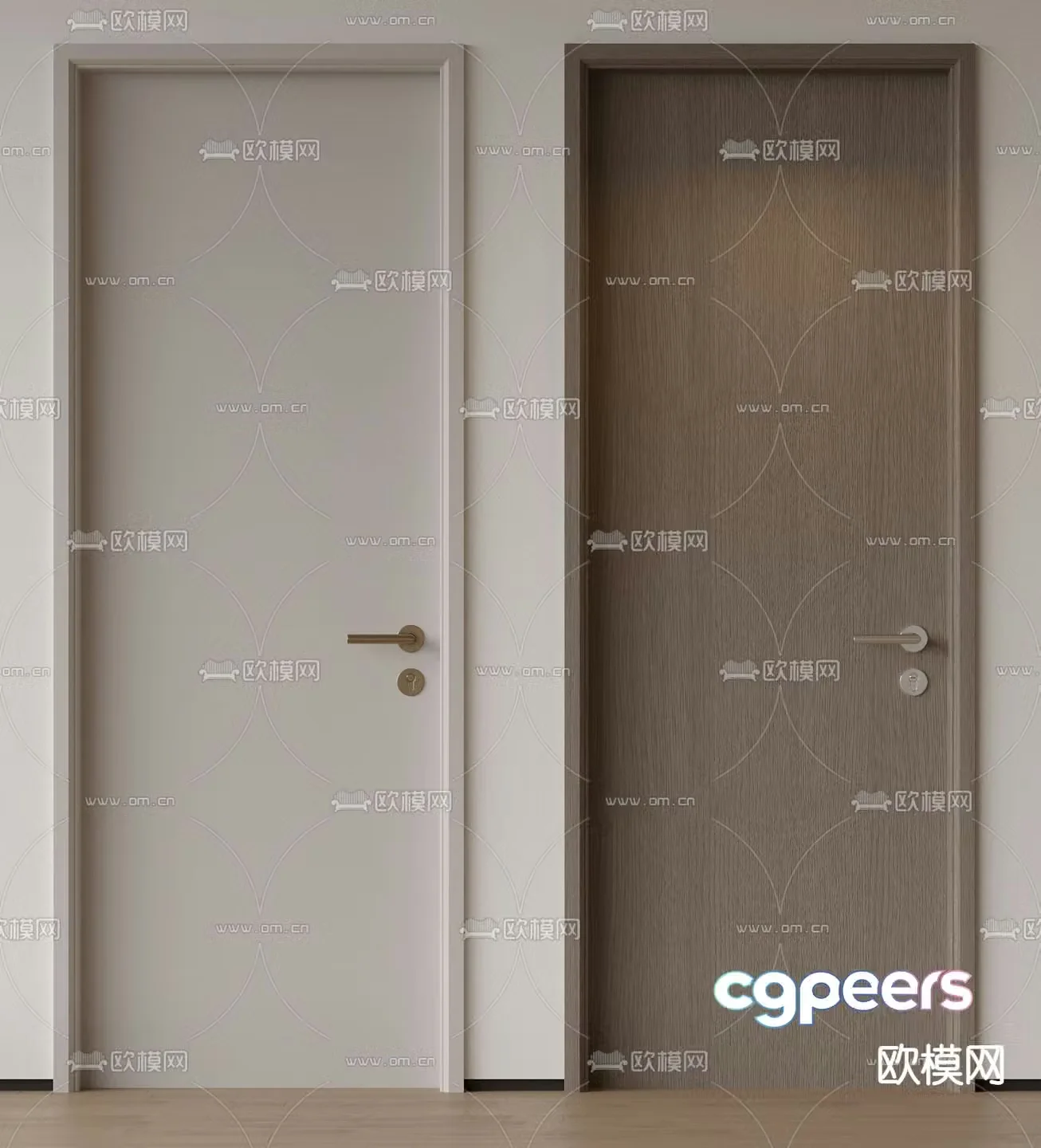 wooden door room door swing door single door 3d model