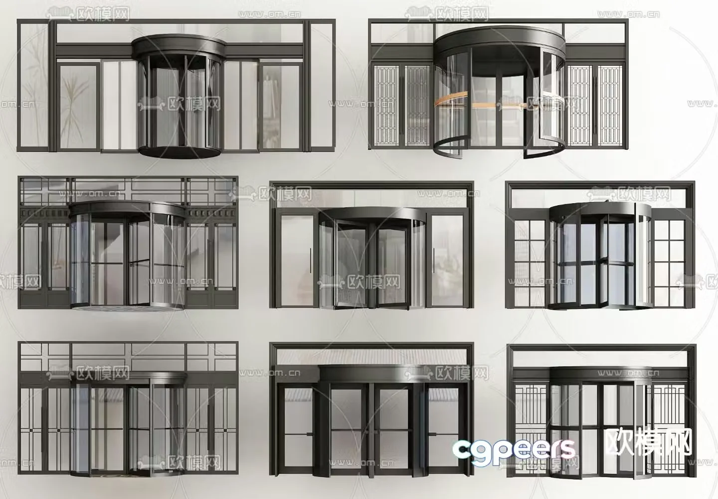 Automatic revolving door sensor door glass revolving door 3d model