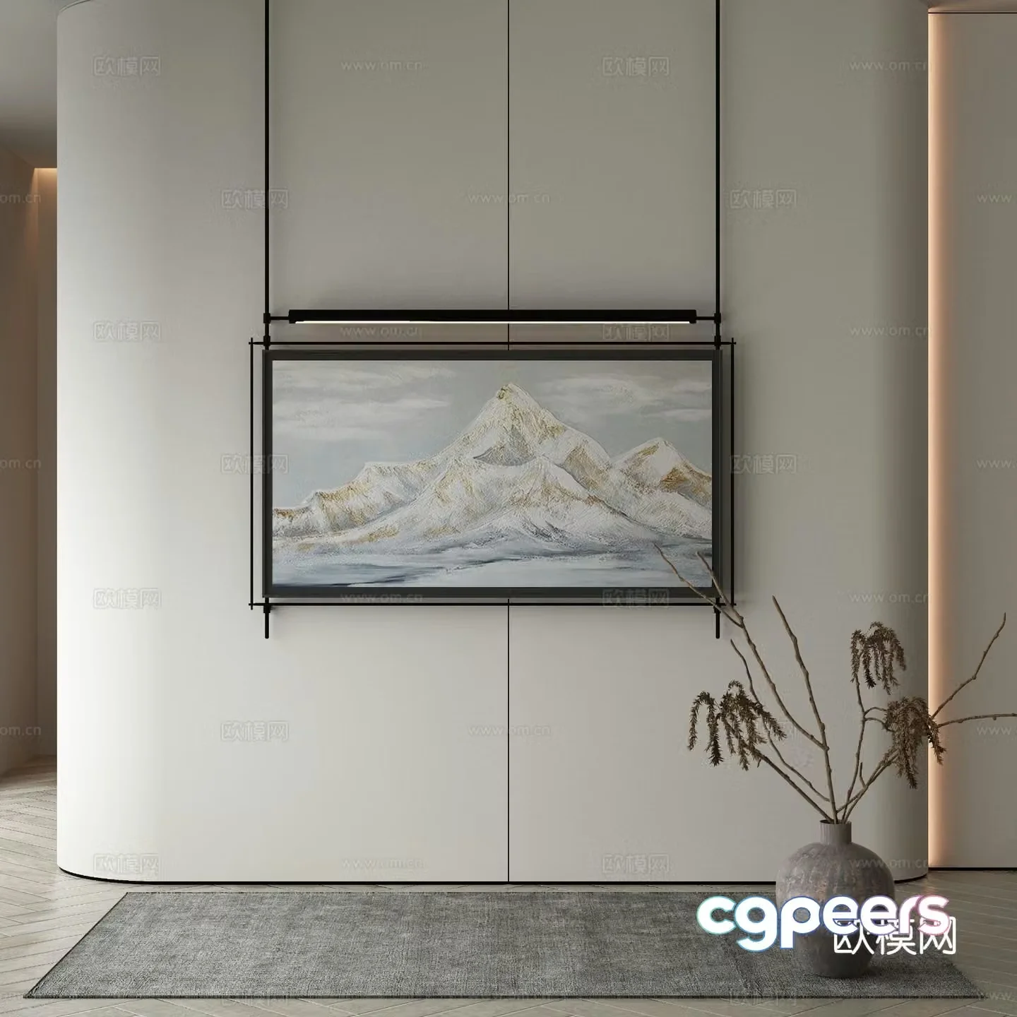 Decorative painting texture painting landscape painting 3d model