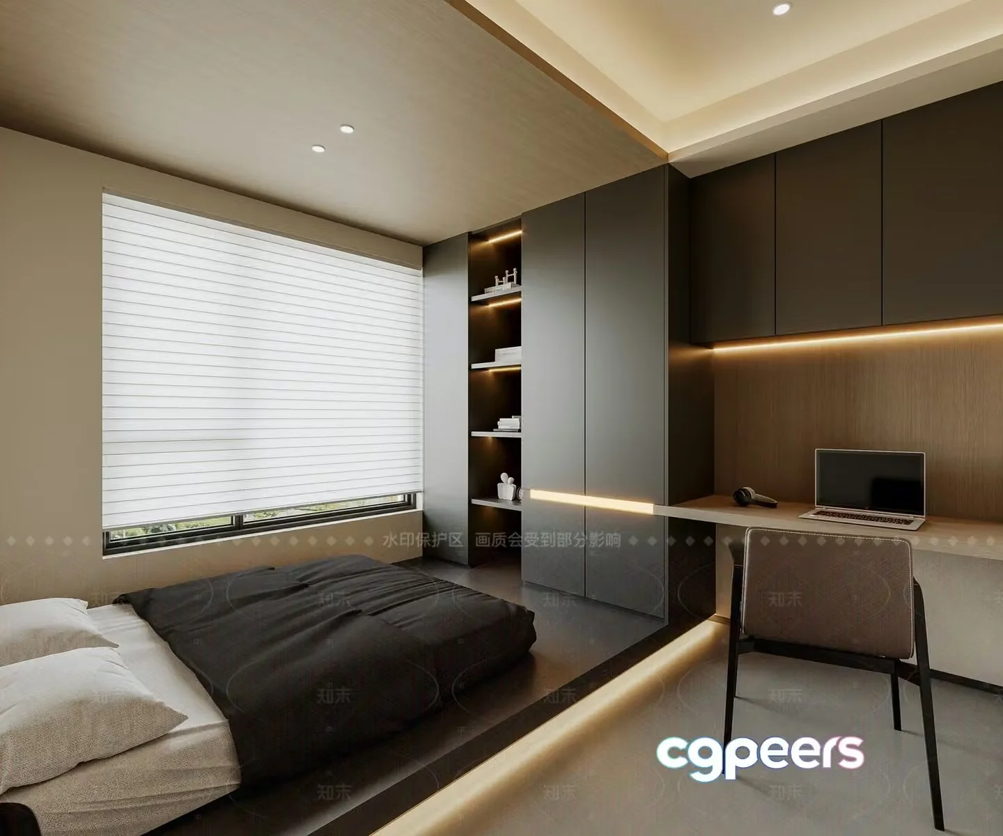 Cozy Minimalist Bedroom 3D Model – 9091 – VRAY Render