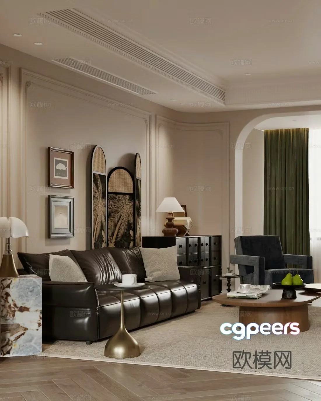 French medieval home living room French retro home living room sofa coffee table combination medieval living room 3D model