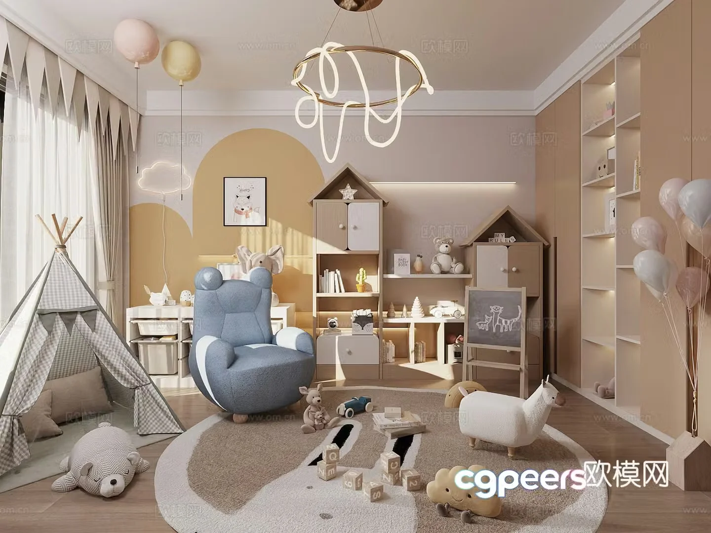 Modern children’s entertainment room Children’s entertainment room Children’s room Toy room Children’s locker Tent 3d model