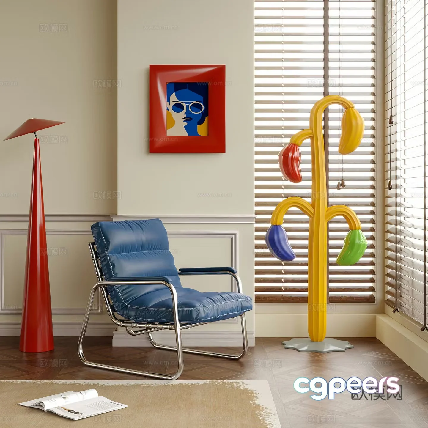Modern Bauhaus lounge chair dopamine single chair floor lamp 3d model