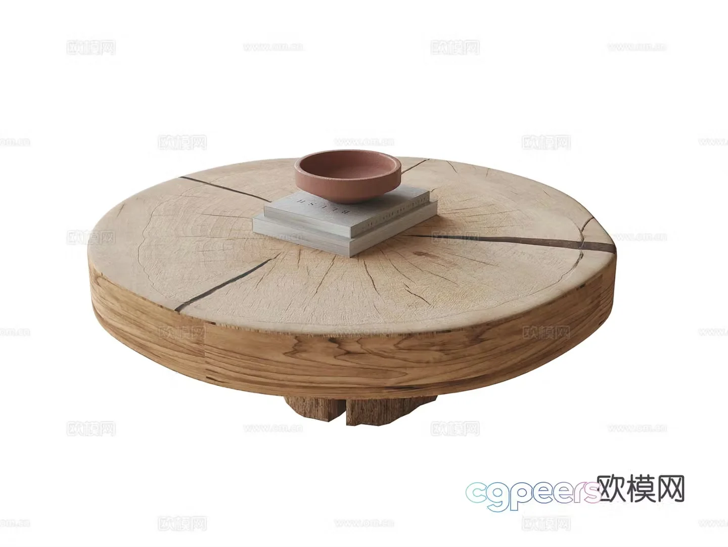 Wabi-sabi solid wood coffee table 3d model