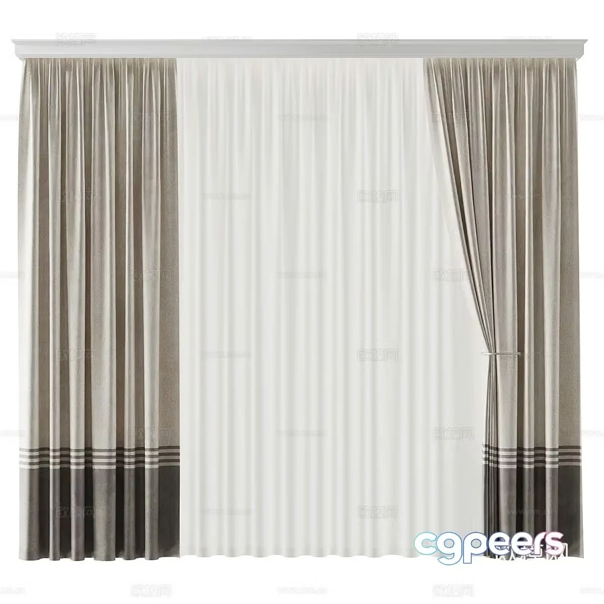 New Chinese children’s fabric curtain 3D model