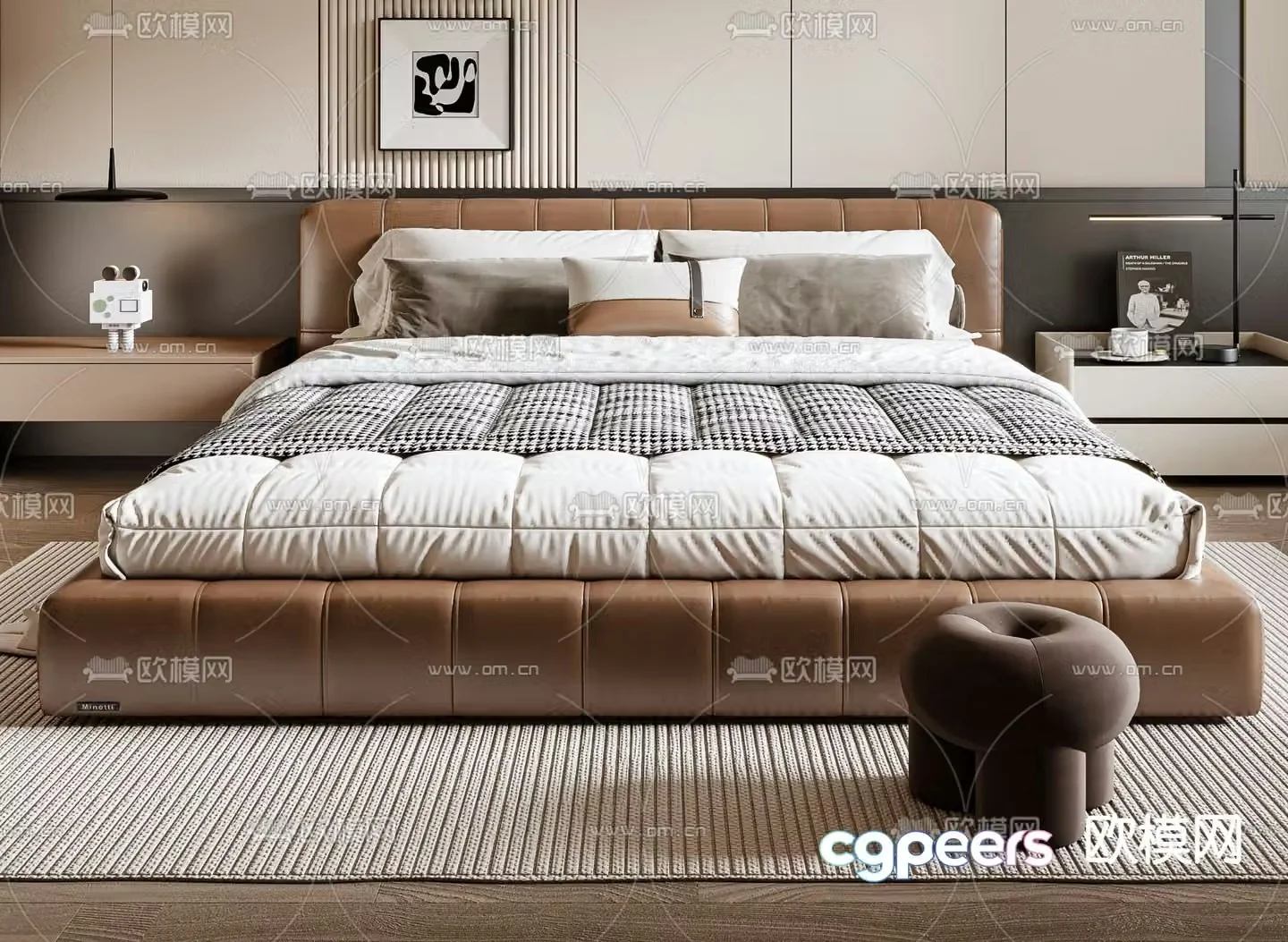 Modern double bed 3d model