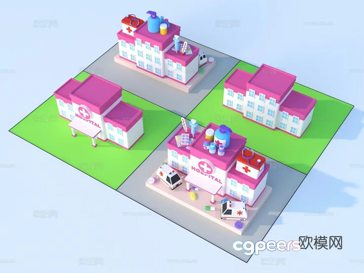 Cartoon toys architectural sketch 3d model
