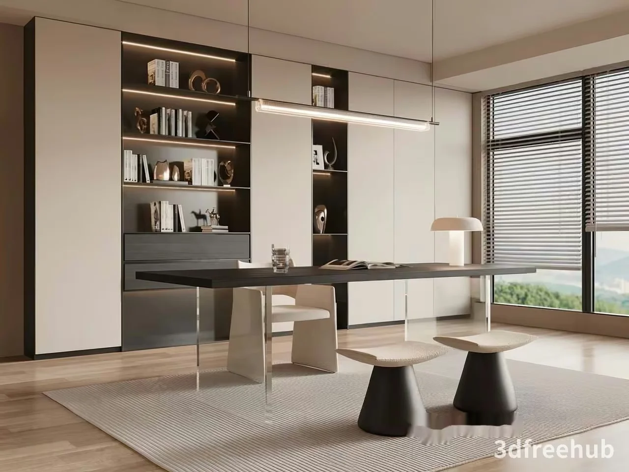 Modern Minimalist Dining Room 3D Model – 19881 – VRAY Render