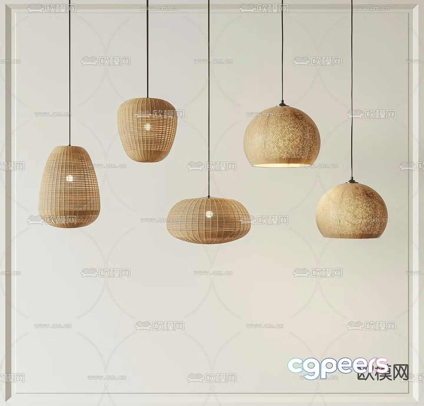 Wabi-sabi chandelier rattan chandelier 3d model