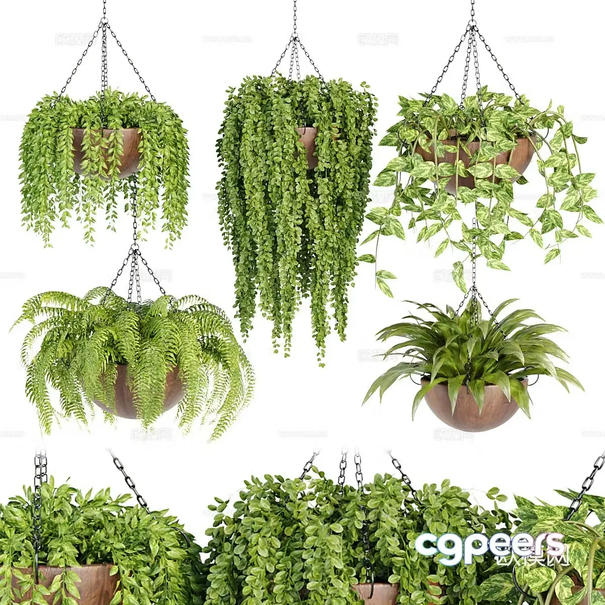 Hanging potted plants hanging basket 3d model
