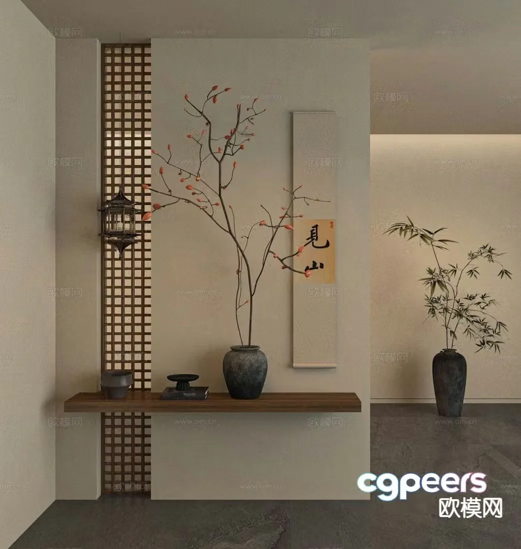 Wabi-sabi entrance partition 3D model