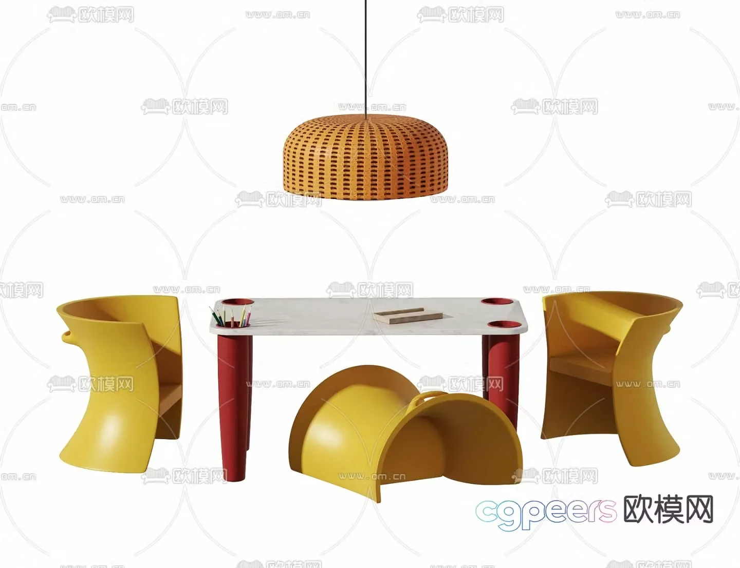 Modern children’s table and chair 3d model