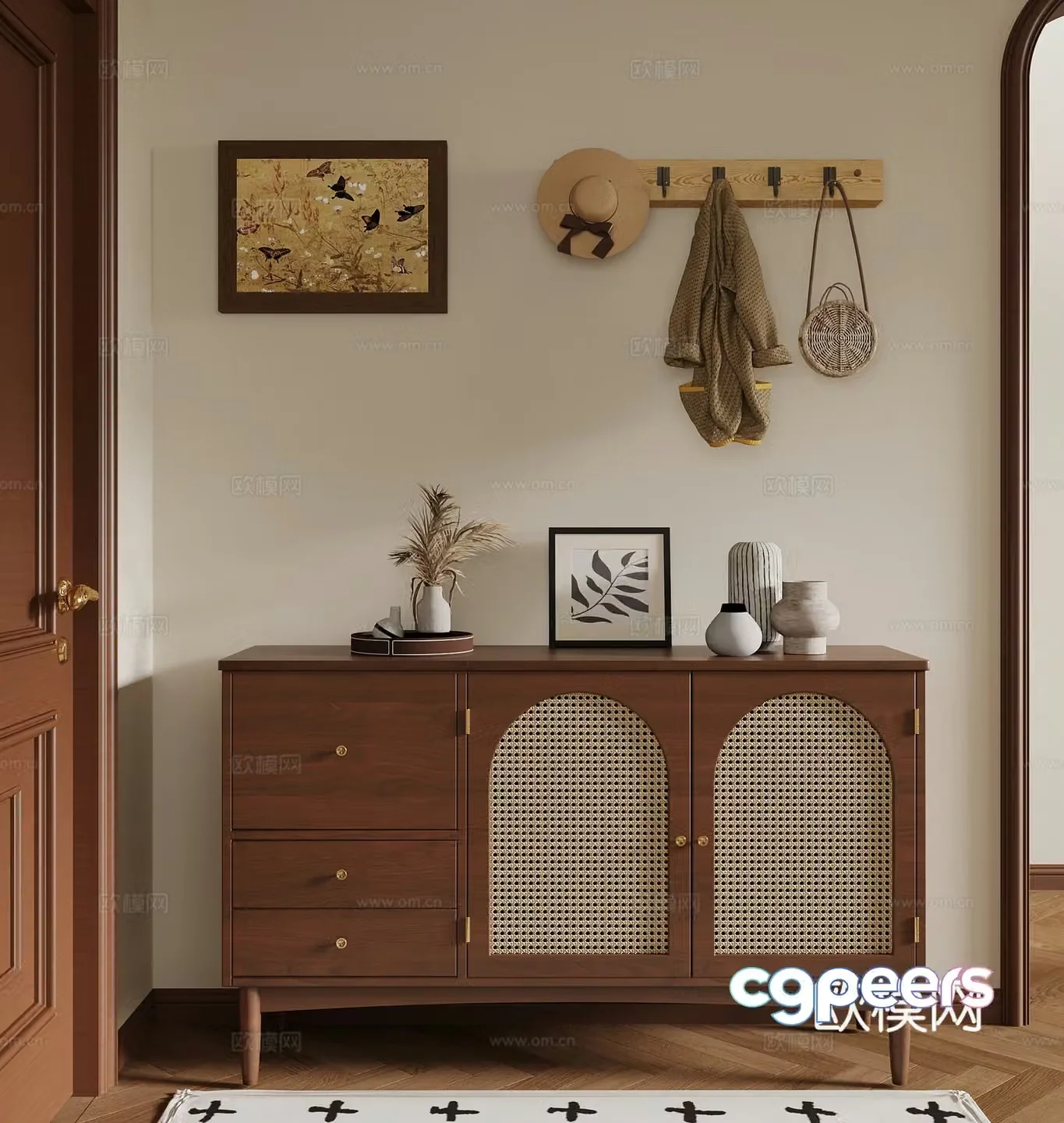 015 Middle-aged style entrance cabinet hanging painting hook 3D model