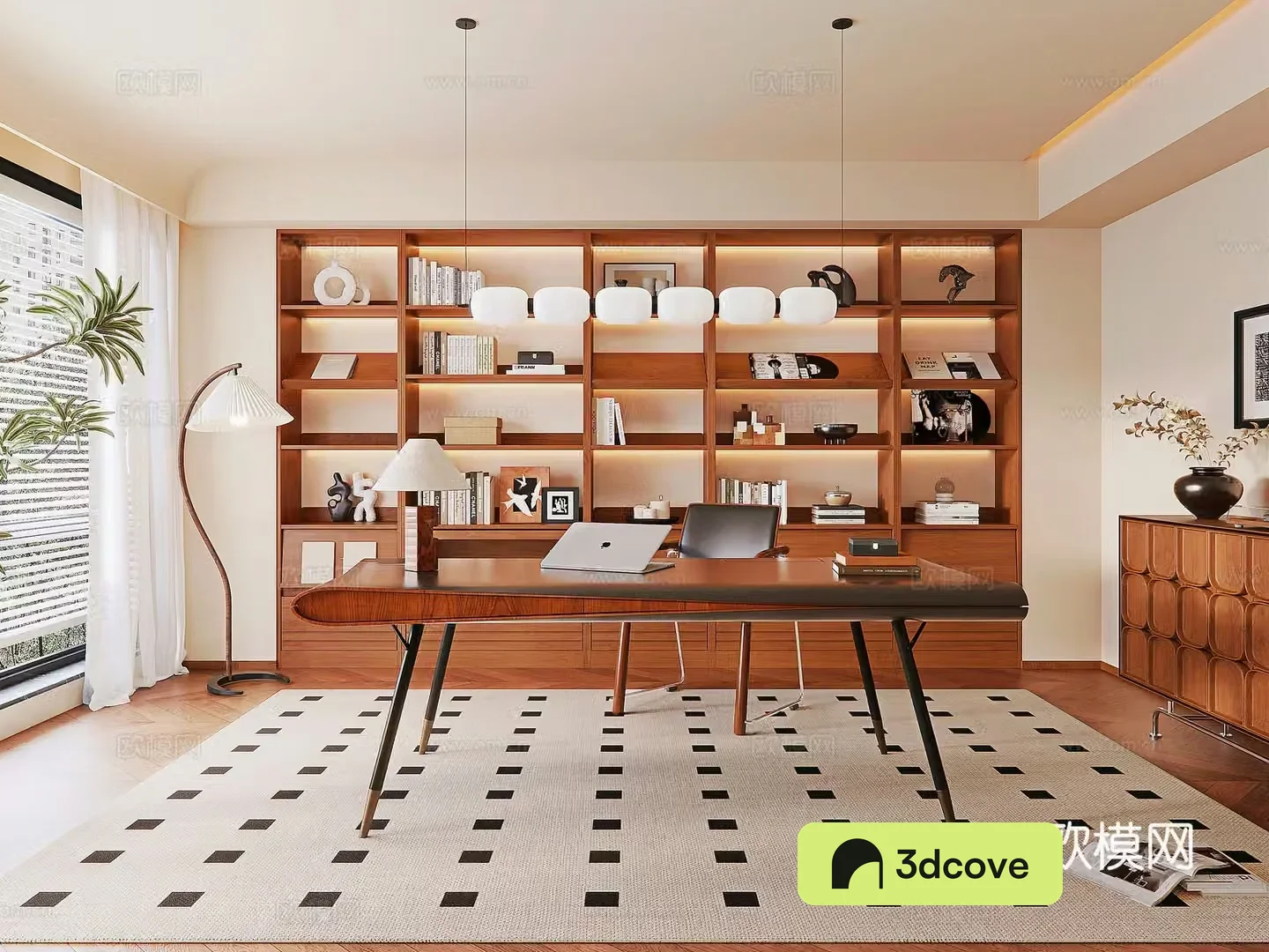 Middle-aged study room 3D model