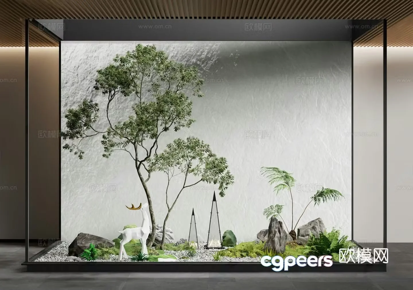 Modern interior landscape landscaping patio landscaping house plants plant pile 3d model