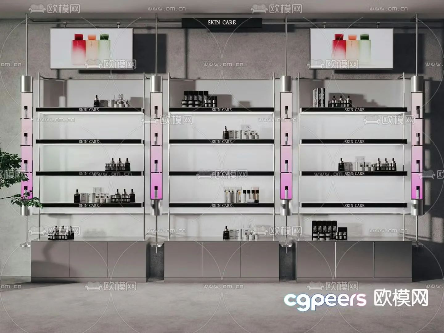 Cosmetics showcase beauty shelf 3d model