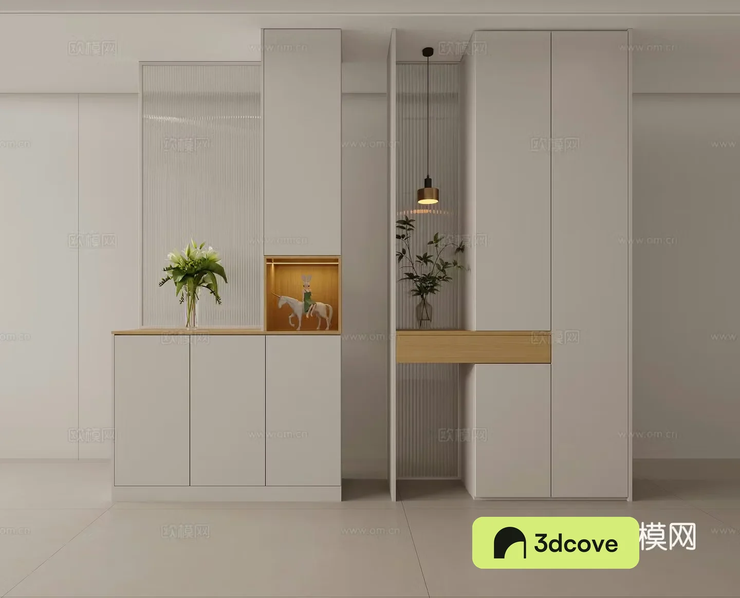 Creamy style porch cabinet partition cabinet