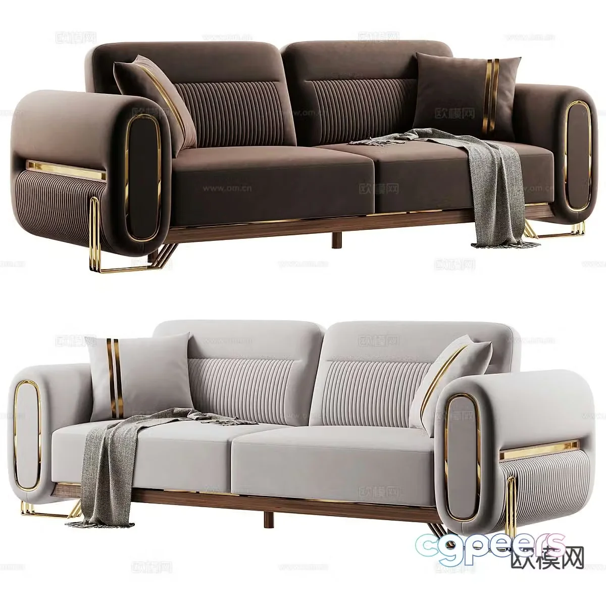 Light luxury double sofa 3D model