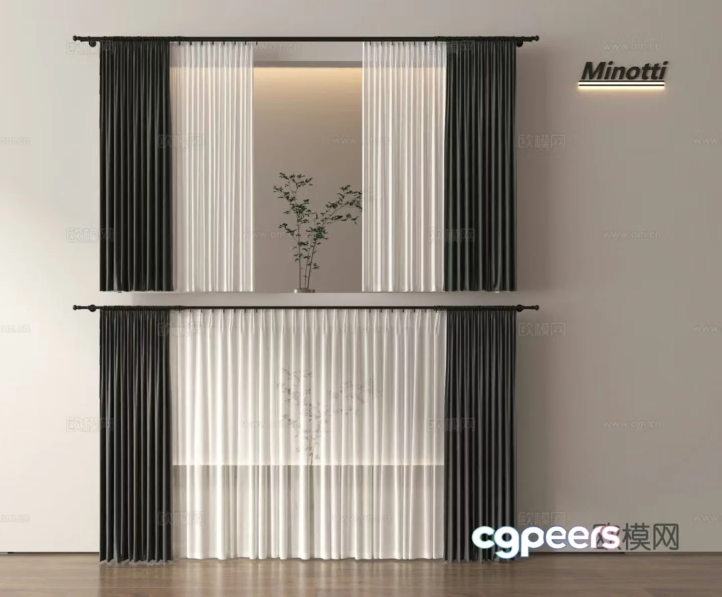 Curtains Cloth Curtains Gauze 3D Model