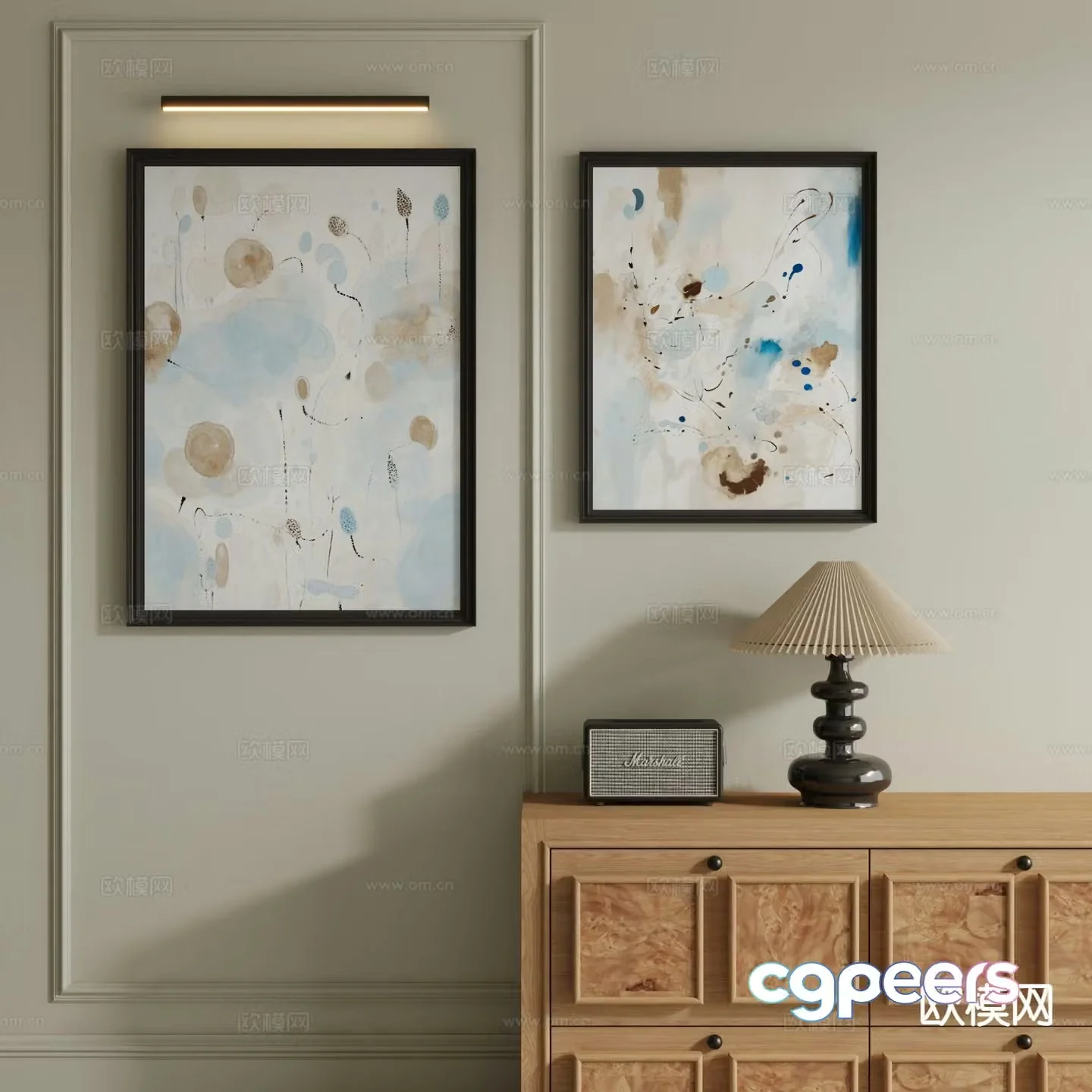 Modern decorative painting gouache hanging painting small fresh 3D model