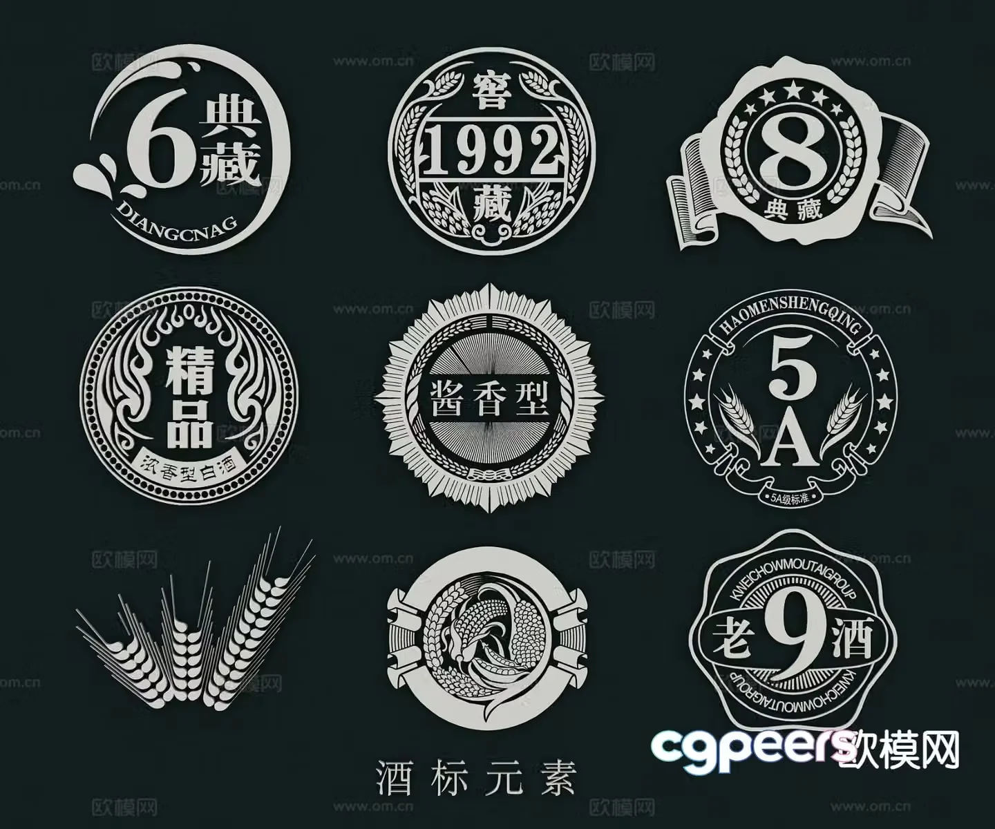Famous wine label label icon 3d model