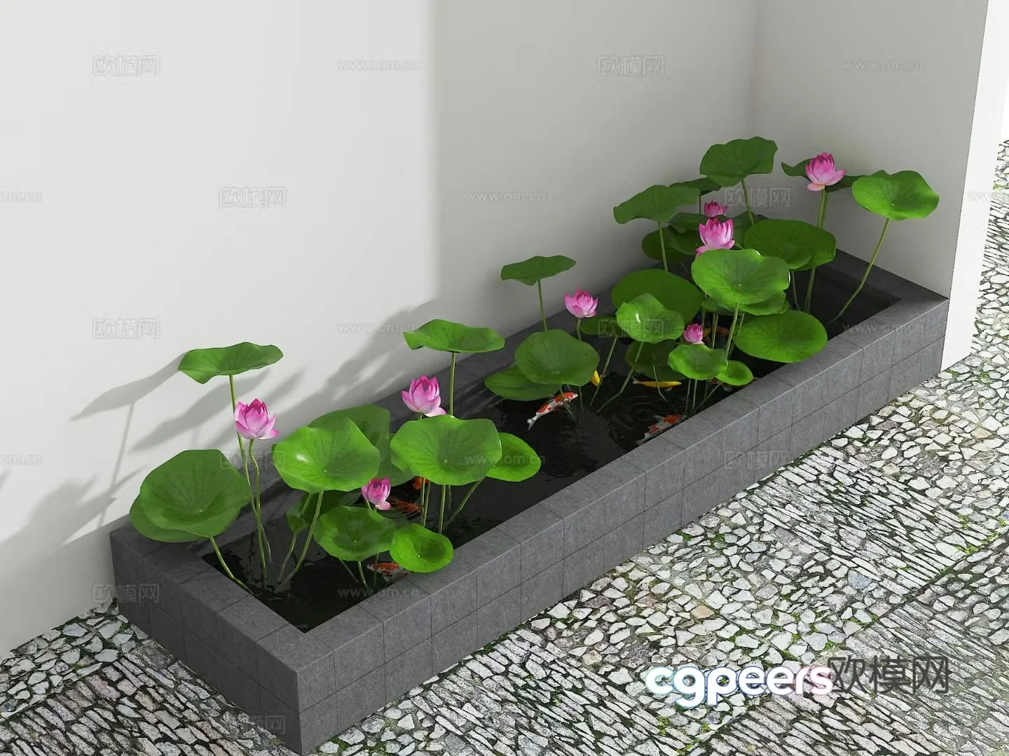 New Chinese style koi pond lotus pond 3d model
