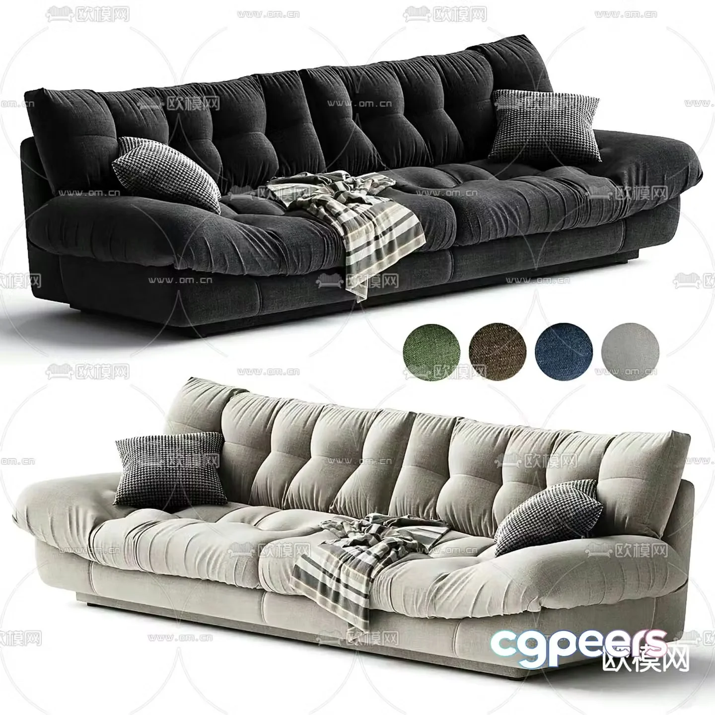 Milano upholstered sofa double sofa 3d model