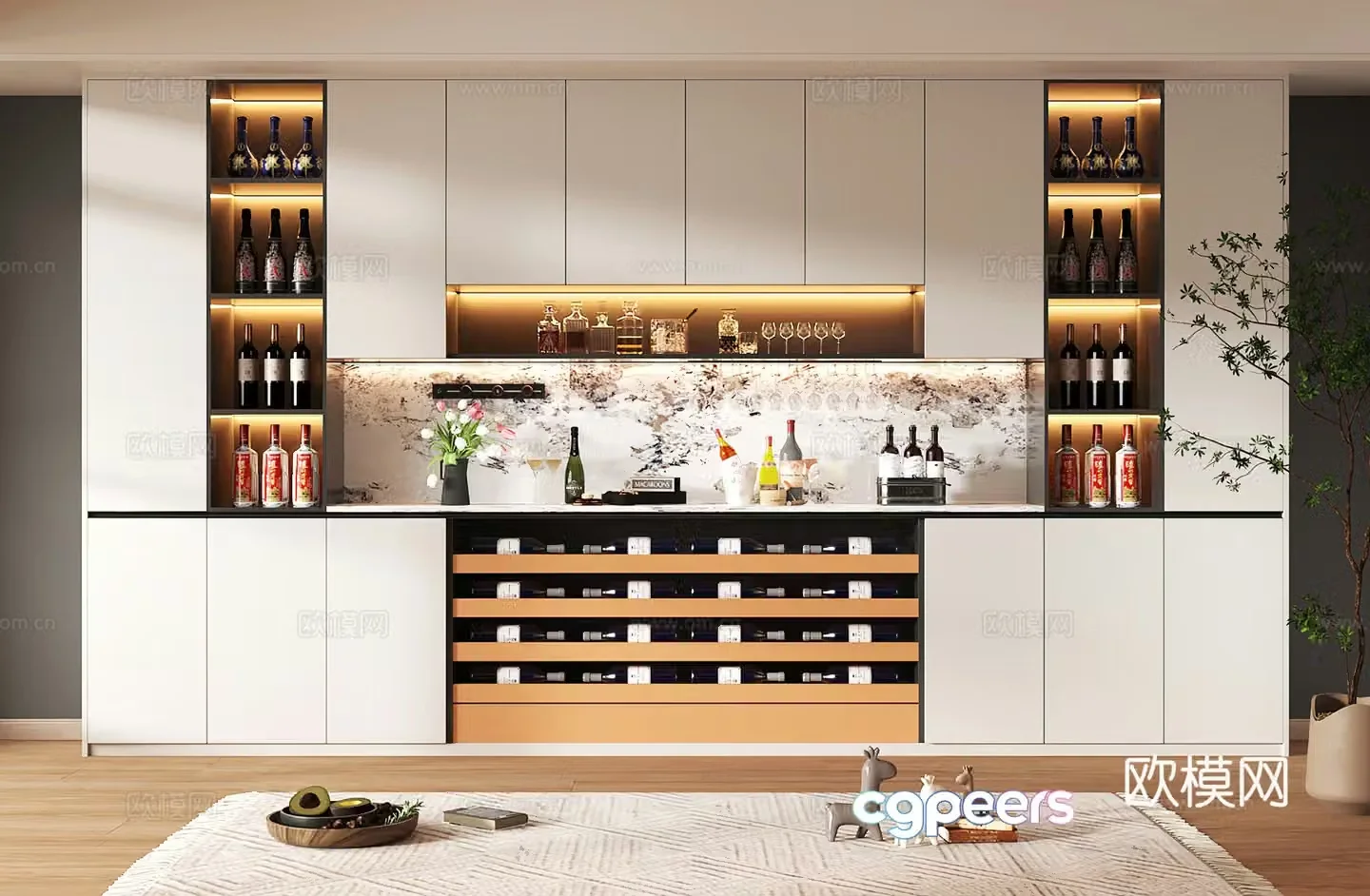 Wine cabinet design Wine cabinet red wine cabinet bar wine cabinet partition wine cabinet 3D model