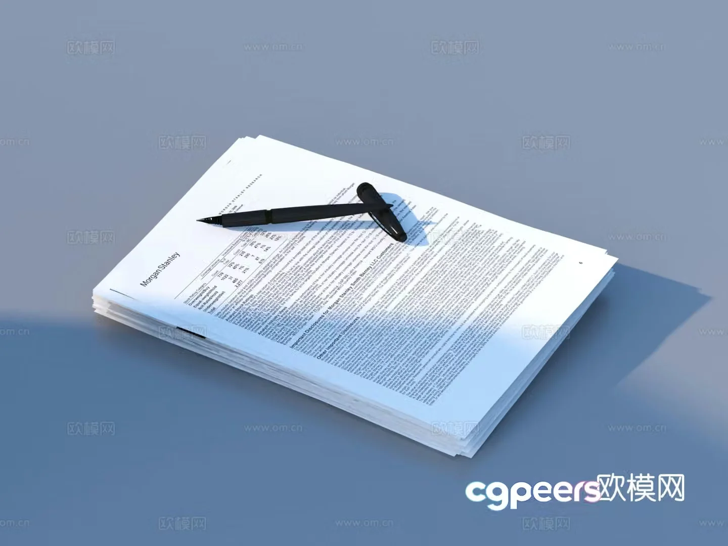 Signature pen document manuscript paper 3d model