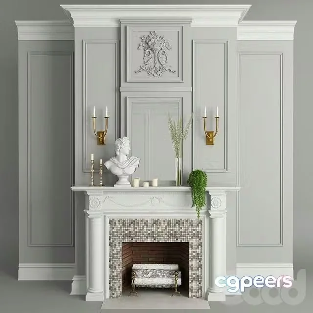3ds Max Free – Fireplace, decor, plants