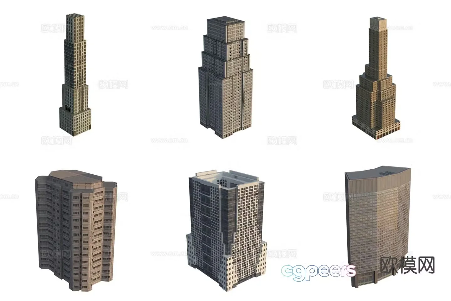European style urban architecture high-rise building 3D model