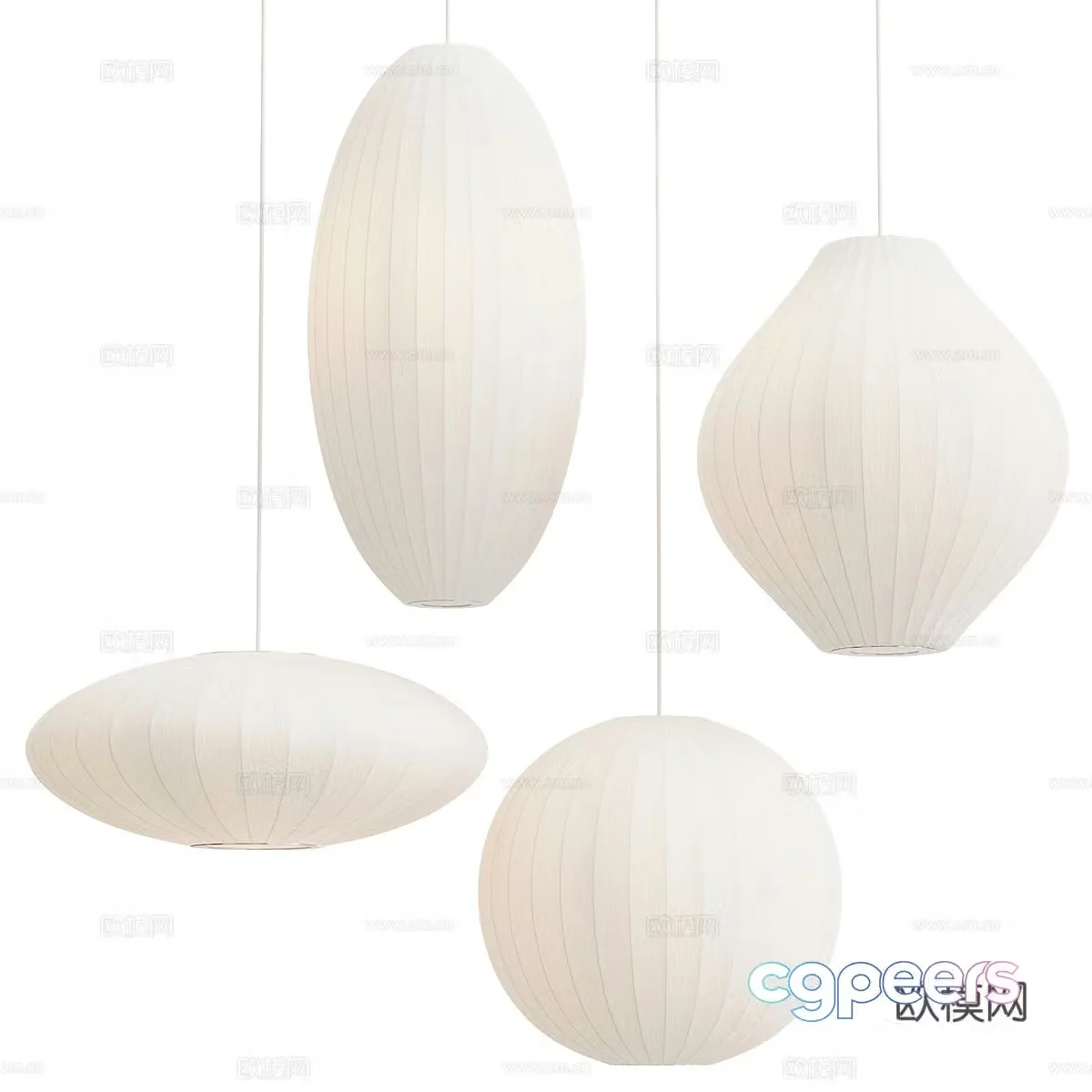 New Chinese style Wasabi Lantern Chandelier 3D Model