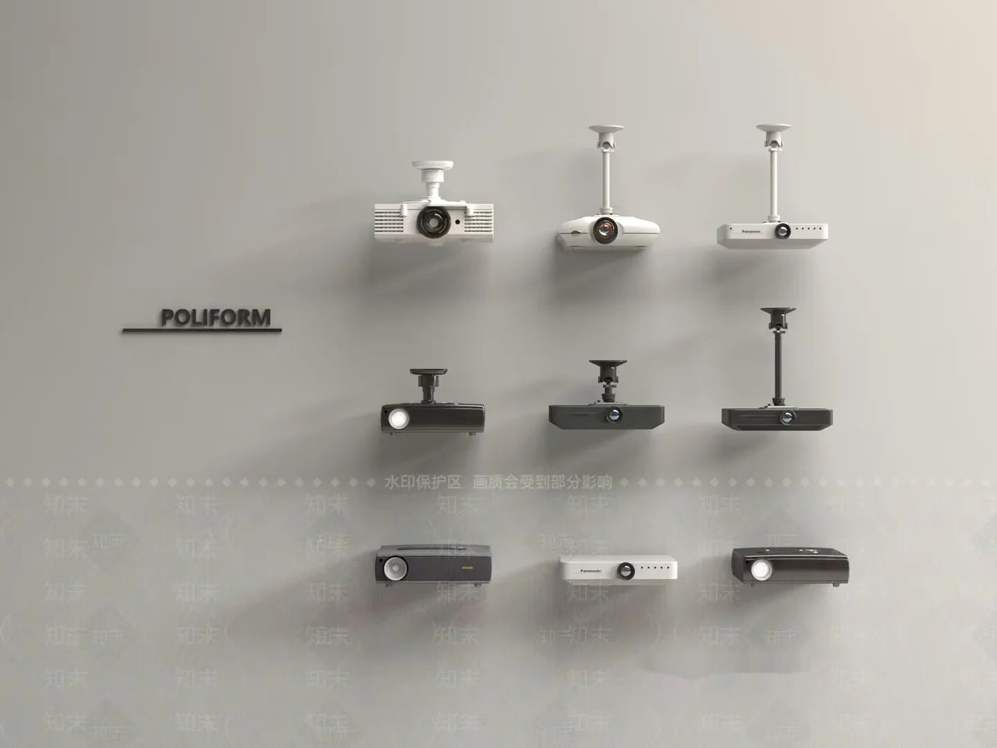 White Projectors 3D Model – 9503 – VRAY Render