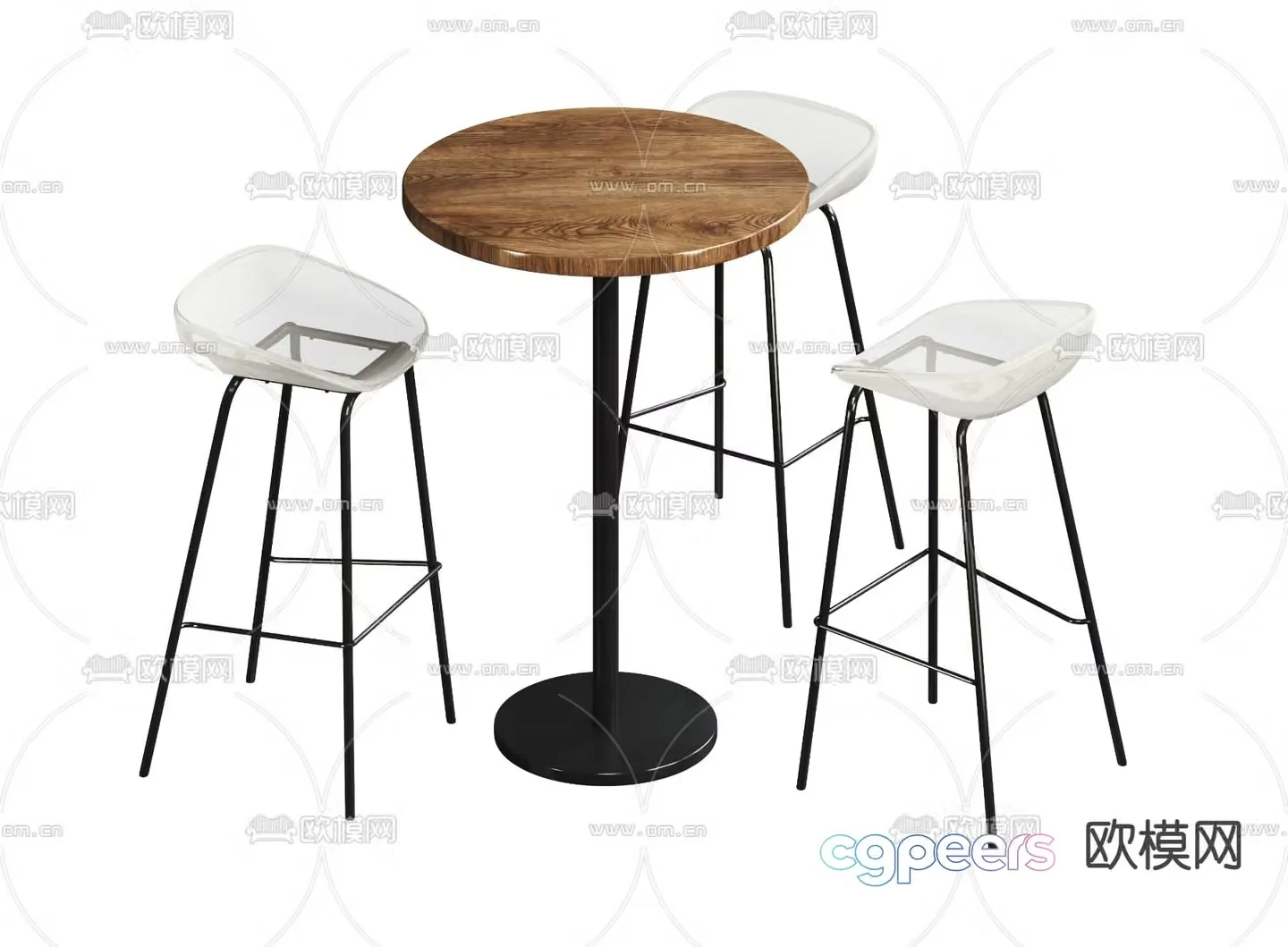 Leisure tables and chairs bar chairs small round table 3D model