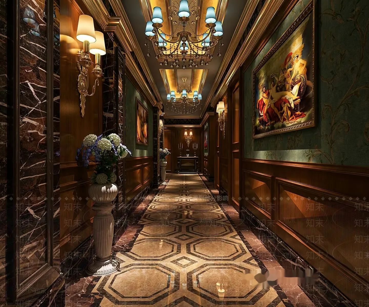 A Luxurious Hallway 3D Model – 1634 – VRAY Render