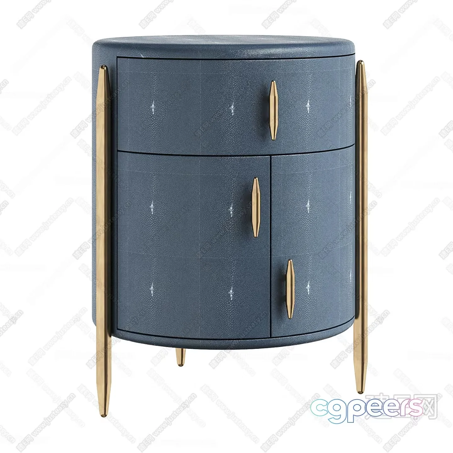 A Gray Cabinet With Gold Handles 3D Model – 1415 – CORONA Render