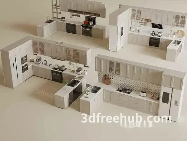 3D Kitchen Layout 3D Model – 22863 – VRAY Render