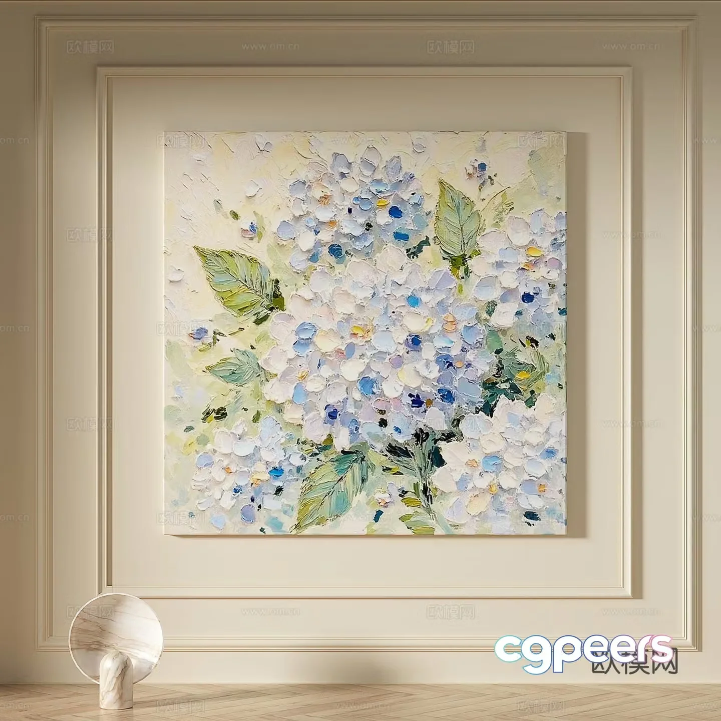 Modern creamy style light luxury wasabi texture simple abstract decorative painting 3d model