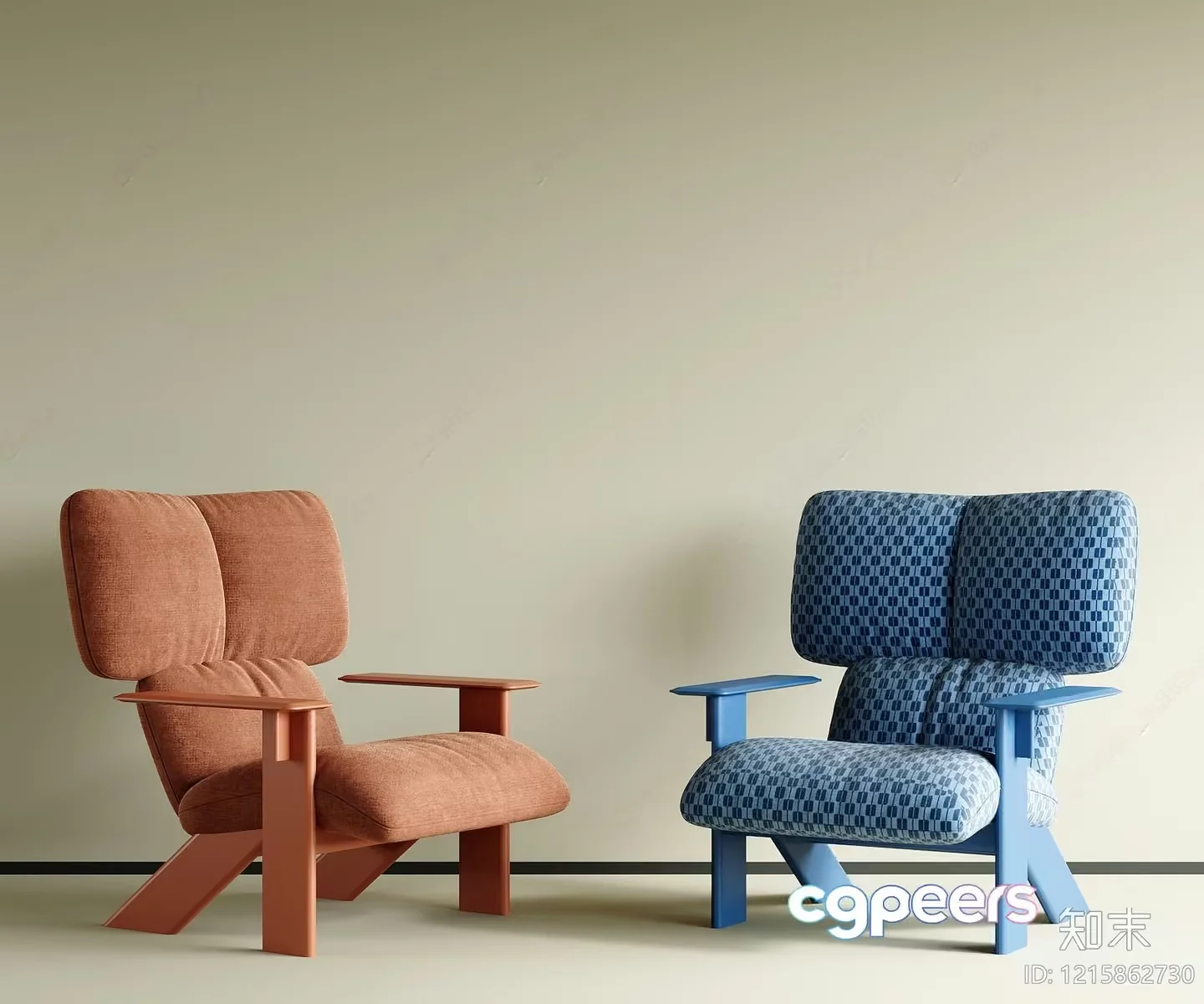Blue And Orange Chairs 3D Model – 13134 – VRAY Render