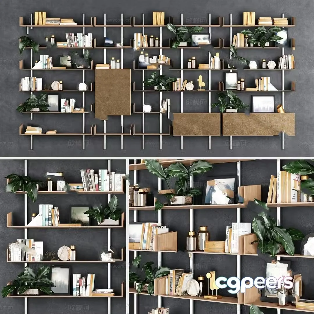Industrial style bookcase model 3d model