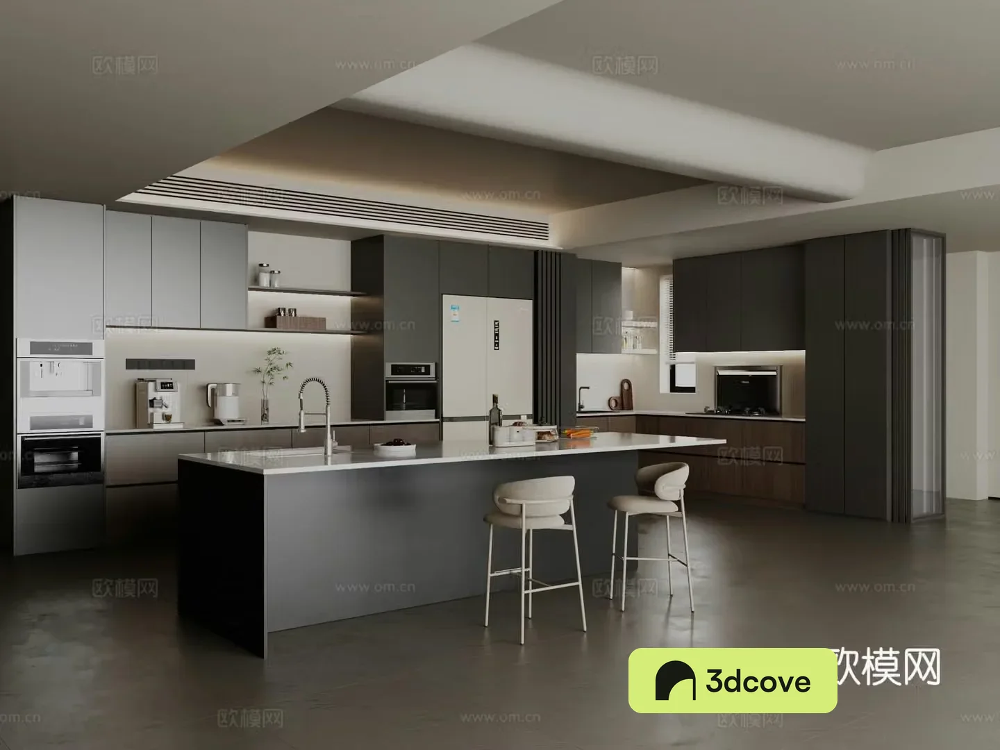 Italian kitchen modern kitchen open kitchen island kitchen bar kitchen black white gray