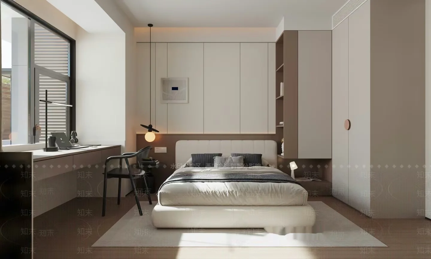 Modern Minimalist Bedroom 3D Model – 1332 – VRAY Render