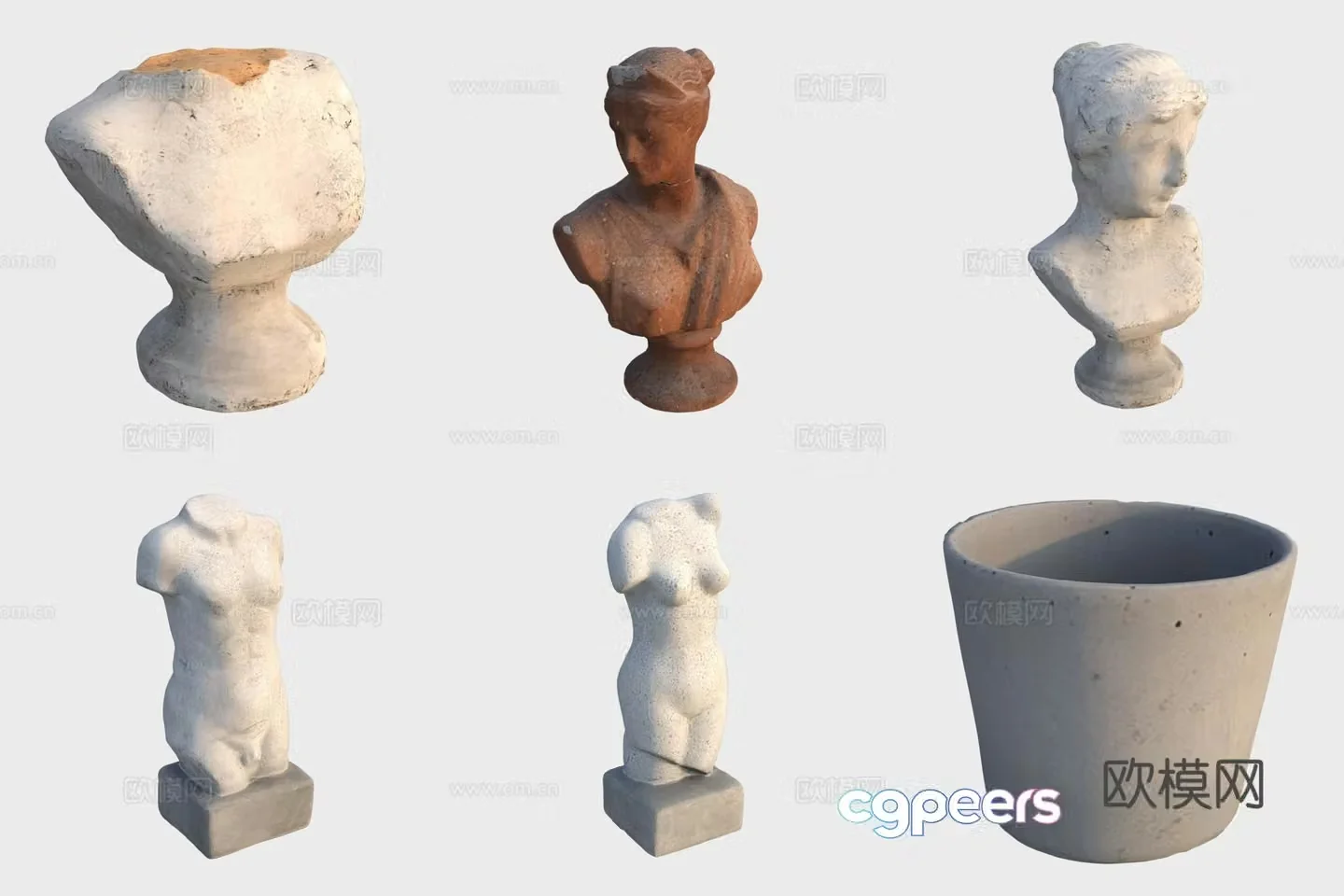 European classical stone sculpture clay sculpture gypsum sculpture pot pottery art 3D model