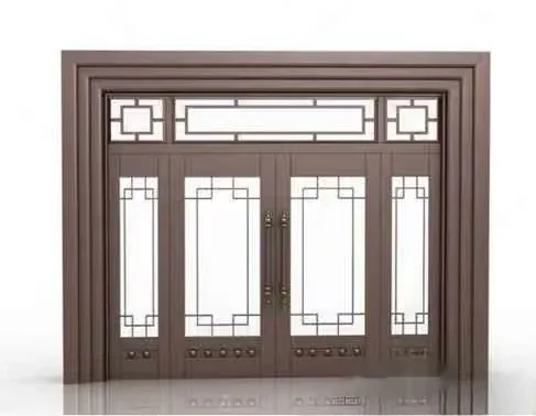 A Brown Door With A Window 3D Model – 1382 – VRAY Render