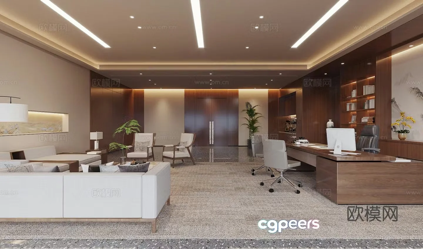 New Chinese style office Chairman’s office 3D model