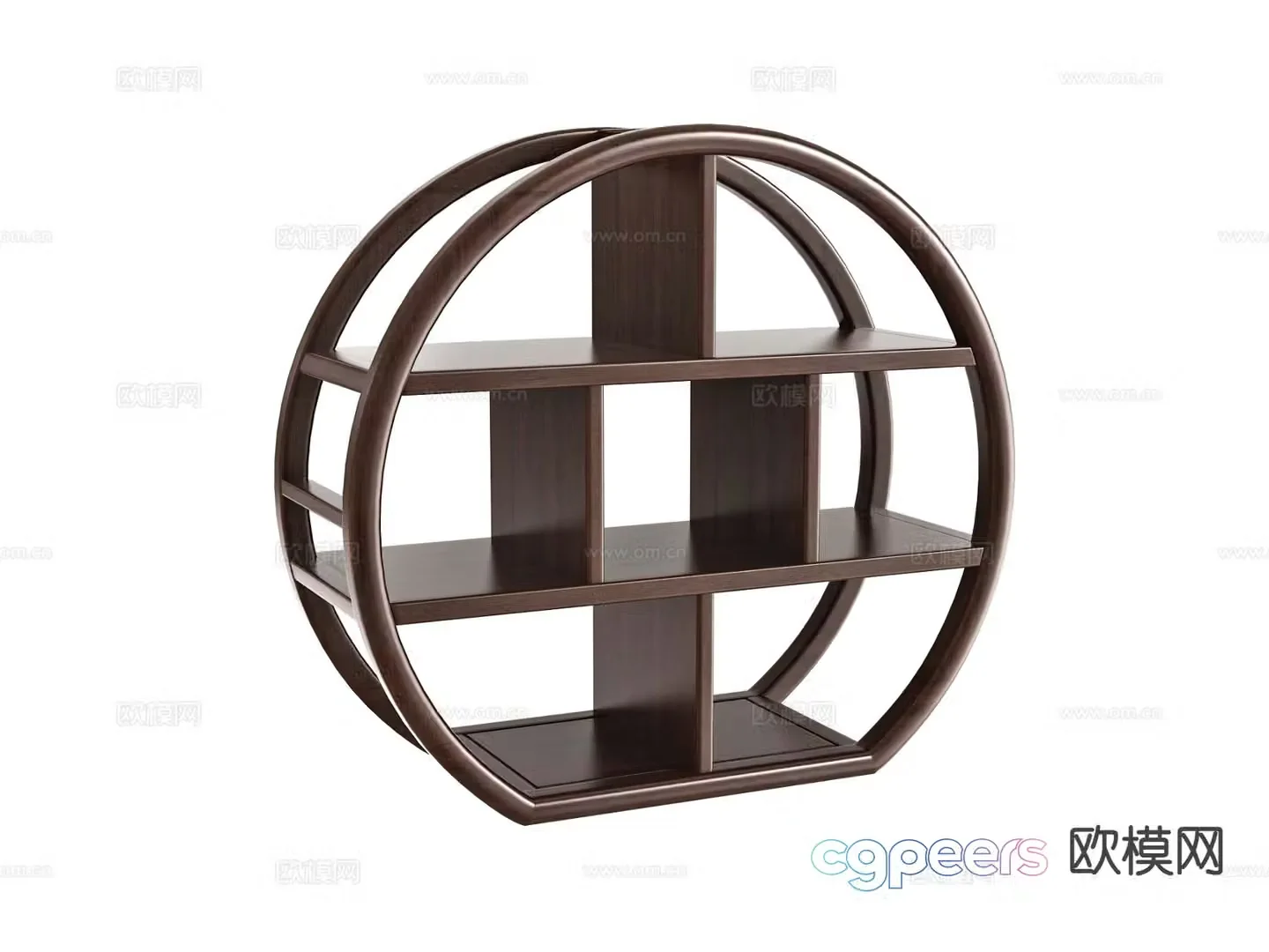 New Chinese style Bogu rack hall cabinet round rack 3D model
