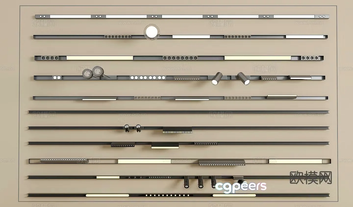 Track spotlight downlight linear lamp embedded downlight magnetic spotlight 3D model
